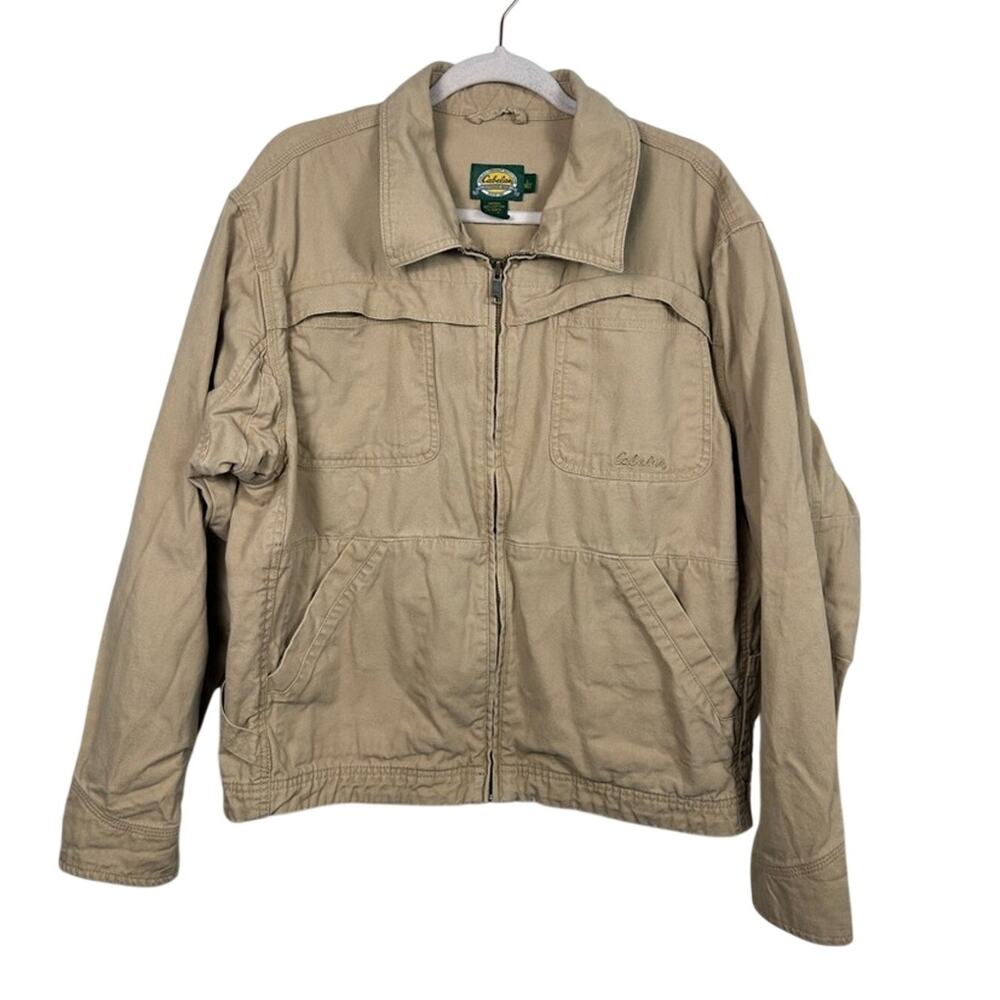 Cabela's Chore Jacket Mens L Khaki Very Good Vintage Cotton Canvas Barn Coat